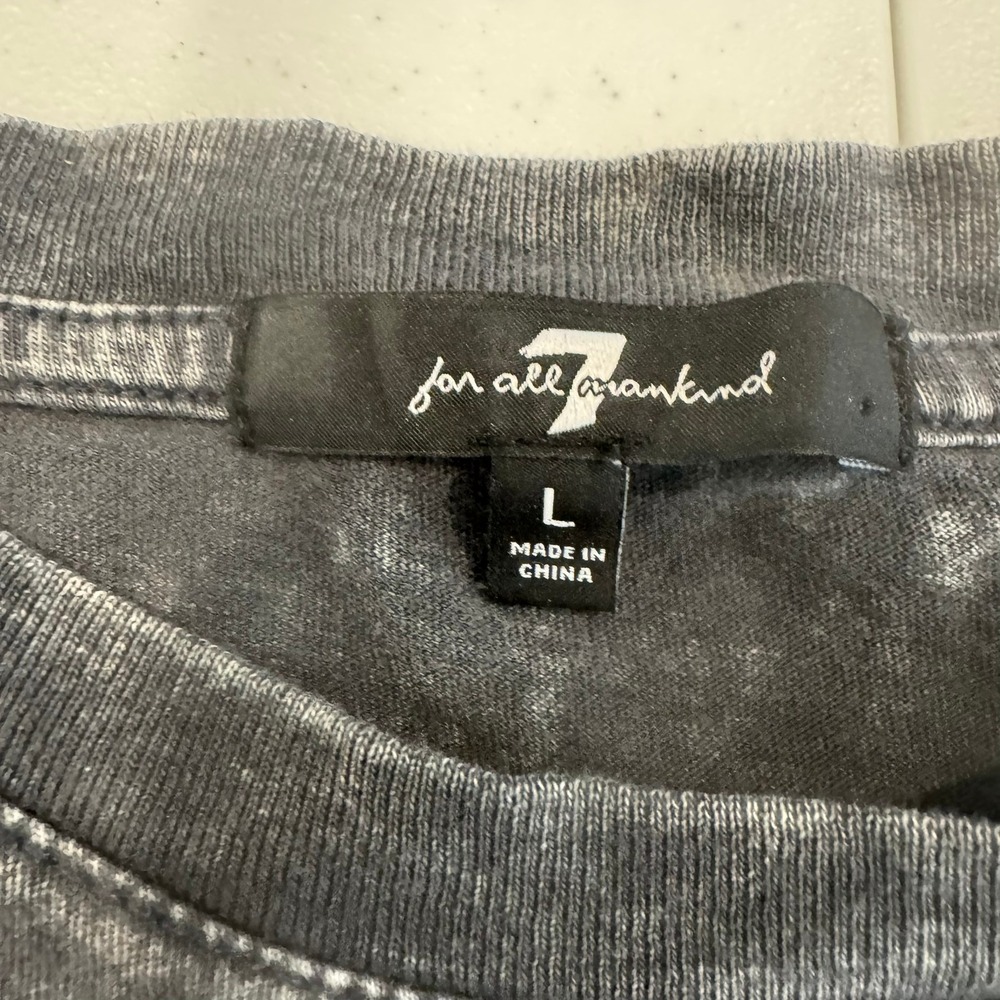 7 For All Mankind Womens Acid Wash Pocket Tee Grey Cotton Short Sleeve Size L - Picture 3 of 7